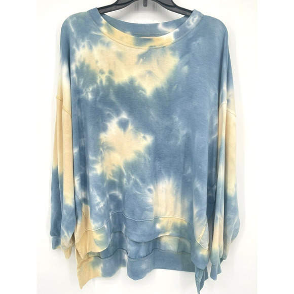 Found Made in LA Tie Dye Sweatshirt High Low Drop Sleeve Pullover Size Medium - Picture 2 of 5
